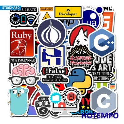 50 Stück/Pack Programmierer Hacker Linux Python Aufkleber für Laptop PC Stickerbomb