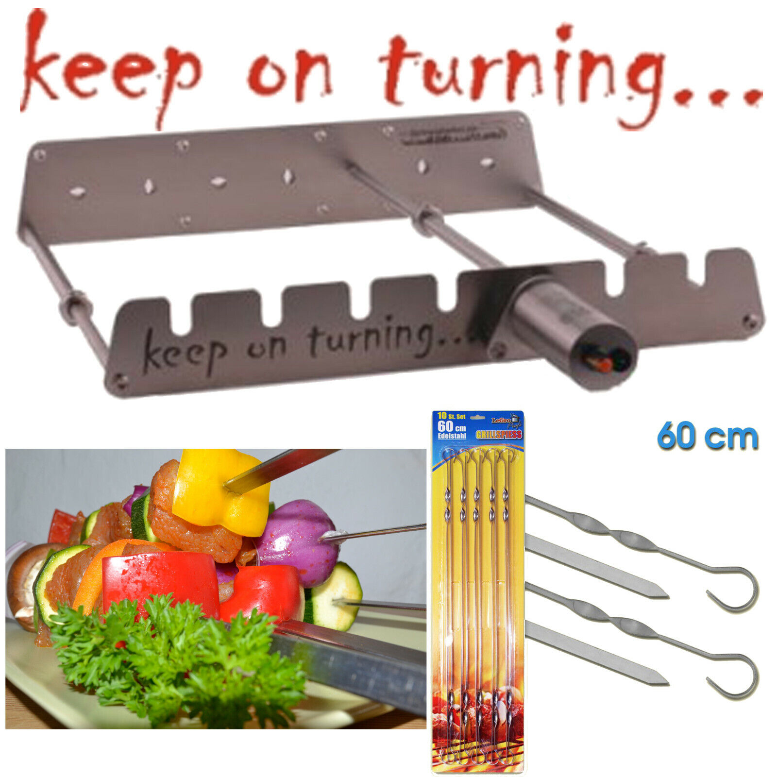 6 Skewer Motor Operated Automatic Rotating Rotisserie Rack for K