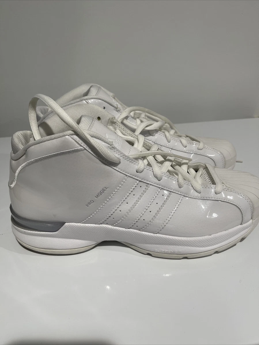 Adidas Mens Pro Model Fusion White Basketball Shoes Sneakers Size 10 Casual