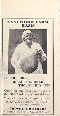 Canewood Farm Hams Spring Station KY Sugar Cured Smoked Vintage Print Ad 1936