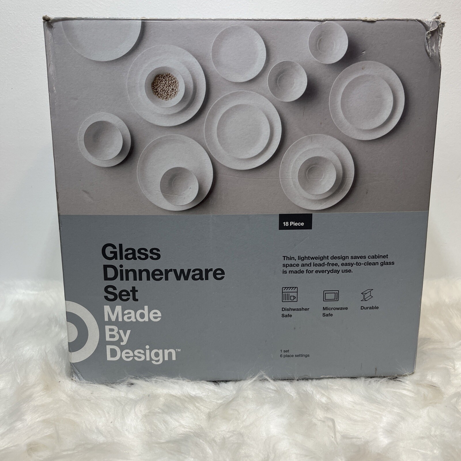Glass 18pc Dinnerware Set White Made By Design eBay