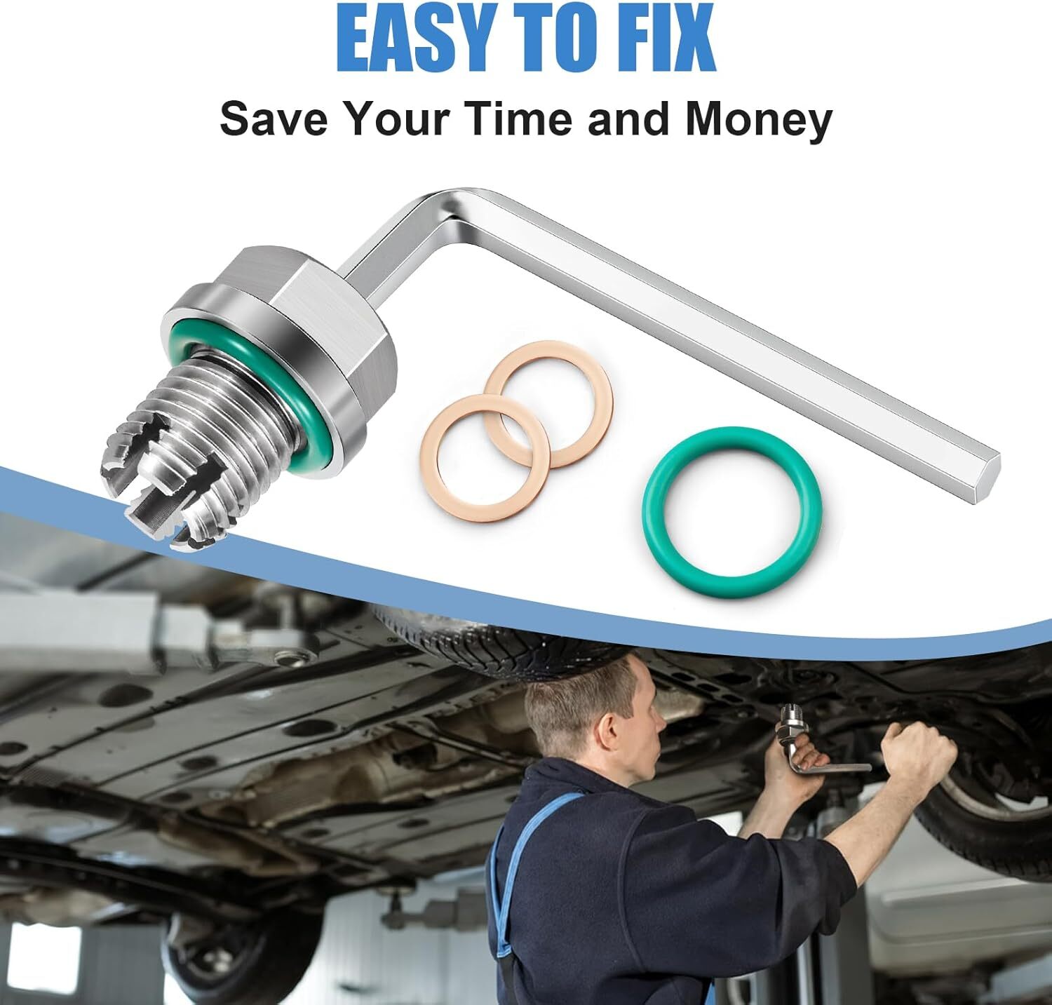 Oil Drain Plug Self-tapping Piggyback Stainless Steel Repair Kit M16.1-1.5x15mm 