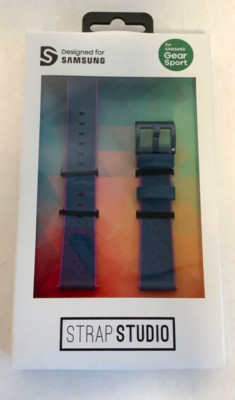 NEW Strap Studio Leather Watch Strap BLUE/PINK 20mm for Samsung Gear Sport 