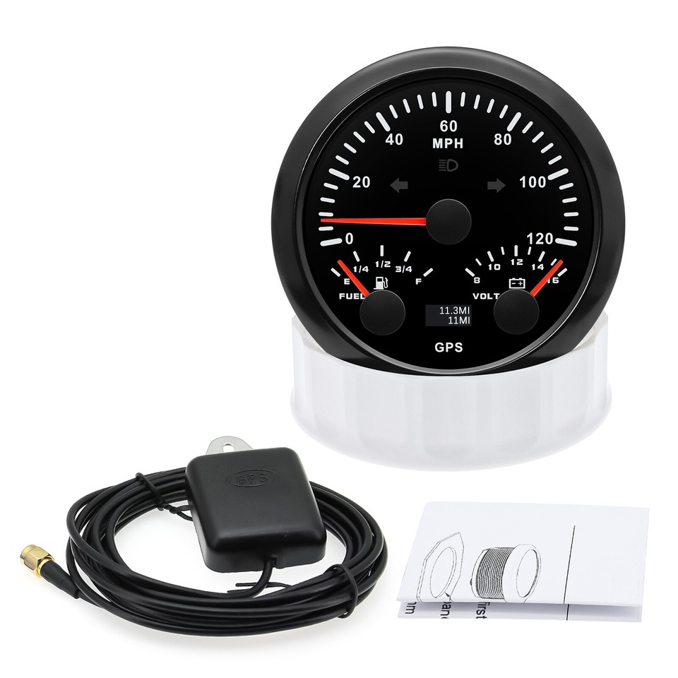 MAIMEIMI 85mm GPS Speedometer + 4-in-1 Gauge Set – 160 MPH, Fuel, Water Temp, Volt, Press – 7-Color Backlight