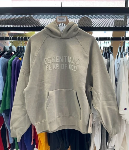 FOG Felpa con cappuccio uomo Essentials Fear of God 'Seal' Tan taglia Medium M NUOVA!