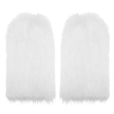 Fuzzy Leg Warmers for Women, Furry Leg Warmers, Faux Fur Boot White Dye Tip