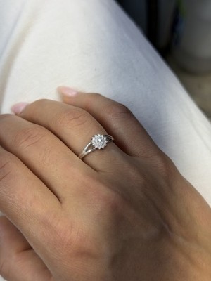 Handmade 925 Sterling Silver Lab Grown Diamond Cluster Ring Unique Fine Jewelry