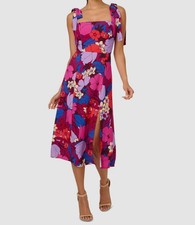 Adrianna by Adrianna Papell Women's Purple Floral Tie-Shoulder Dress Sz 4