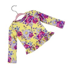 Ruffle Butts Floral Swim Top Girls 18-24 Months Long Sleeve Yellow Rash Guard