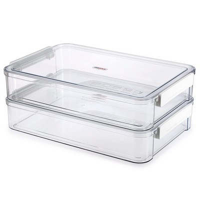 BTSKY 2 Pack Plastic Storage Containers with Lids, Portable Big, White