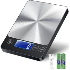 BOSINTY Digital Kitchen Scale 33lb/15kg Rechargeable USB Stainless