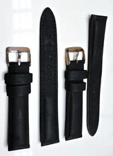 2XBlack Genuine Leather Watch Strap 18mm Replacement Band High Quality Leather