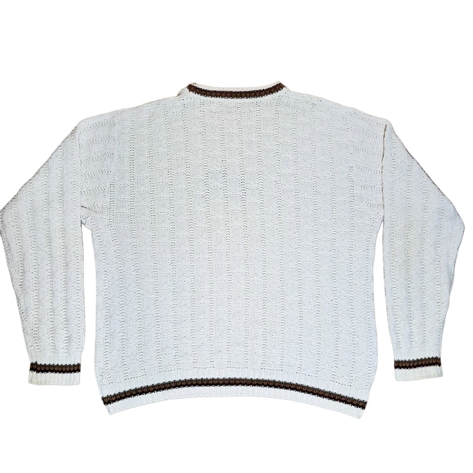 Suéter de Colección Para Hombre L Shenandoah Cuello Redondo Tejido Crema Peces Pesca con Mosca Al Aire Libre Foto 2 de 4