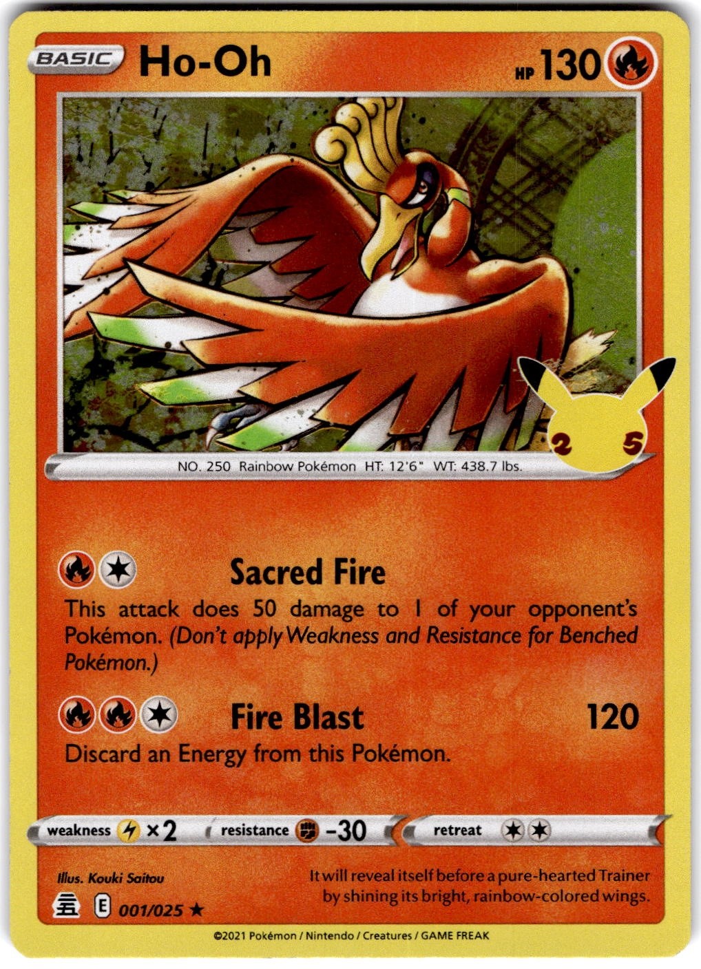 Pokemon Ho-Oh Celebrations #1 Stamped Holofoil English