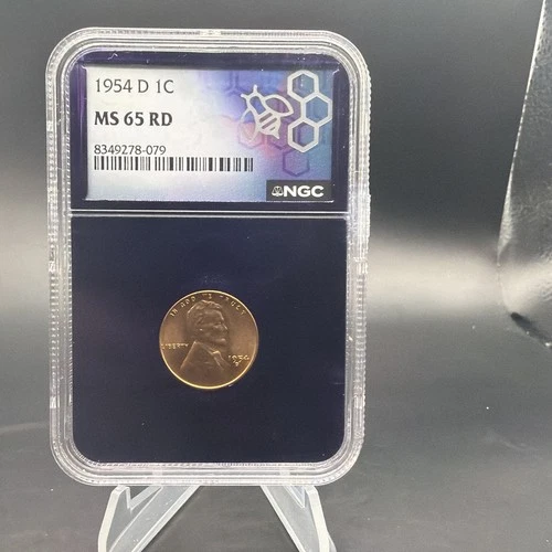 1954 D Lincoln Wheat Cent -  NGC MS65 RD - Free Shipping