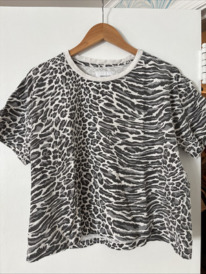Current/Elliot Oversize T Shirt Leopard Cheetah Tiger Print Sz 1