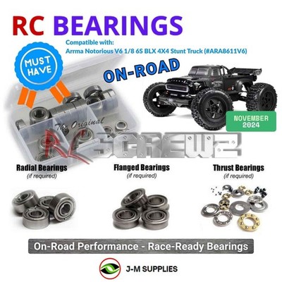 RCScrewZ Metal Shielded Bearings ara064b for ARRMA NOTORIOUS 6S ARA8611V6 | KIT