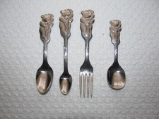 Cubby Bear Pattern by Oneida Community Stainless Toddler 3 Spoons/1 Fork Vintage