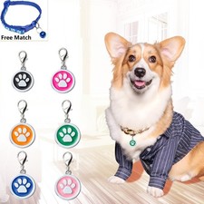 Dog Cat Pet Tag ID Collar Tags Personalised Engraved 25mm Pet Tags Paw Print