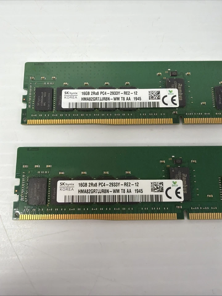 Memoria Hynix 2x16GB 32GB PC4-23400 (DDR4-2933) RDIMM ECC (HMA82GR7JJR8N-WM) Foto 2 de 4