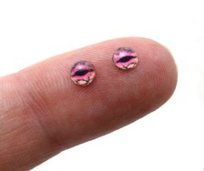 4mm Tiny Pink Lizard Inspired Glass Eyes  Jewelry Clay Sculpture Art Doll