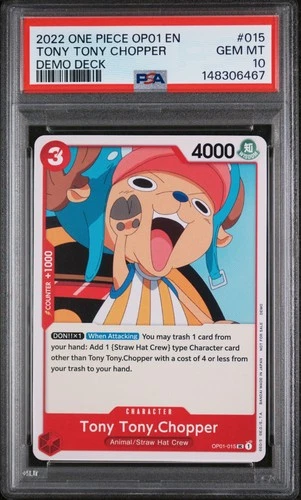2022 ONE PIECE OP01-ROMANCE DAWN DEMO DECK #015 TONY TONY CHOPPER PSA 10