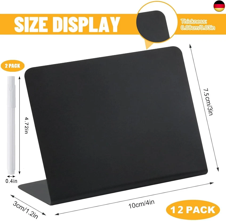 12 Kreidetafel Klein Set, Mini Tafeln zum Beschriften, Preisschilder Aufsteller - Bild 2 von 4