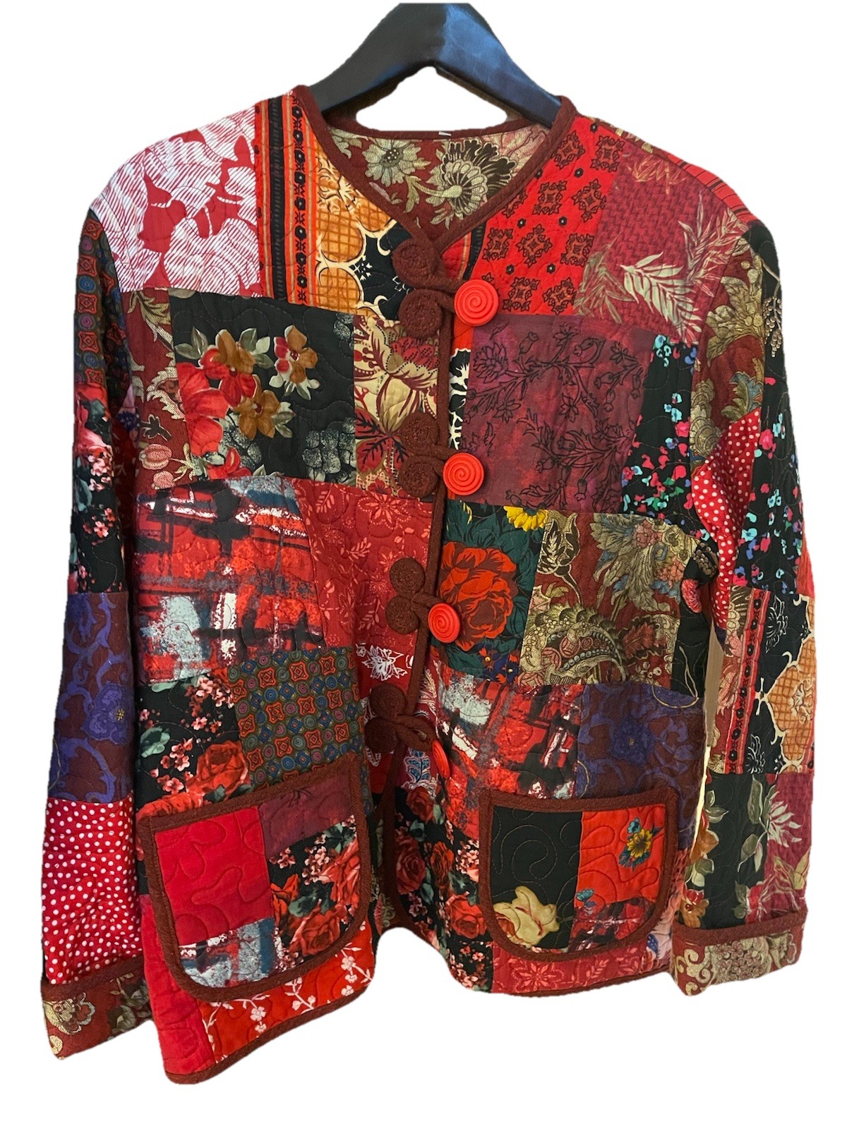 Vintage Reversible Quilted Jacket Patchwork Tapes… - image 1