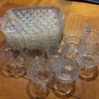 8 Vintage Federal Glass 1950’s Yorktown Thumbprint Snowflake Snack Plate Glasses