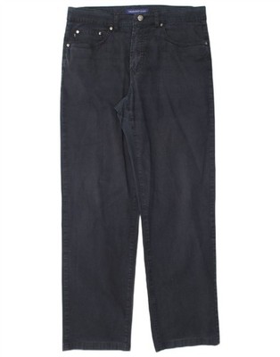 TRUSSARDI Mens Straight Casual Trousers W35 L32  Navy Blue Cotton BF18