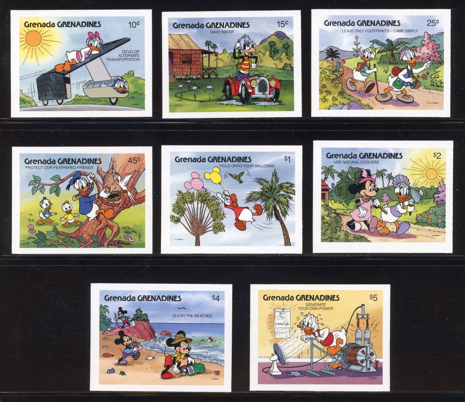Grenada Grenadines 1991 Disney Ecology Sc# 1288-1295 RARE Imperforate Proof XF