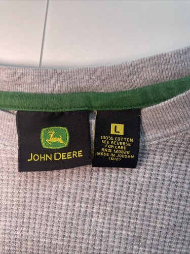 John Deere Men’s Shirt Large Gray Thermal Long Sleeve Tractors Farm Equipment - Picture 5 of 7