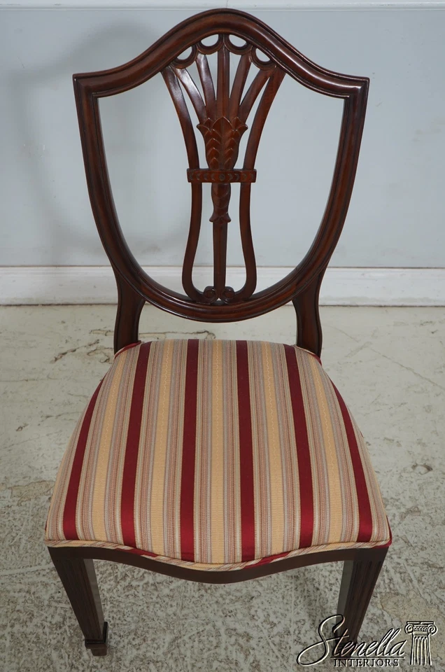 L71045: Set of 6 Shield Back Carved Mahogany Dining Room Chairs - Image 3 of 4
