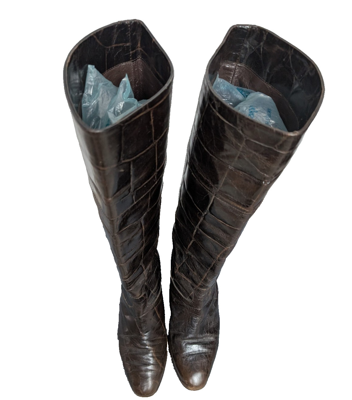 Baldinini Boots Womens EU 37.5 US 7 Croc Leather Brown Italy Quiet Luxury Staple - second product detail image