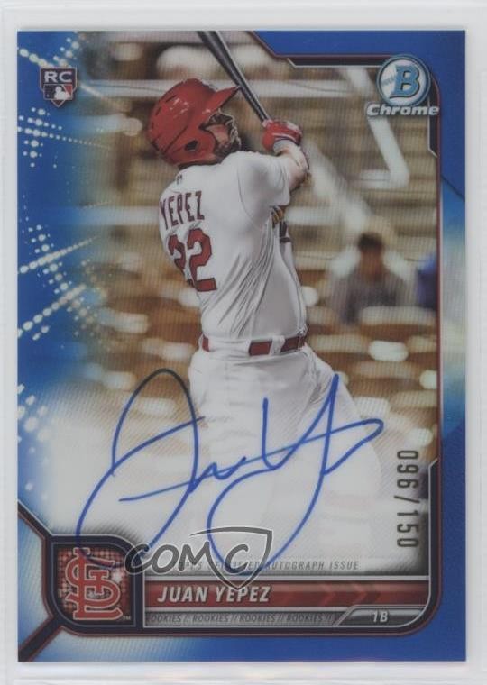 2022 Bowman Chrome Rookie Blue Refractor 96/150 Juan Yepez #CRA-JY Auto 16i3