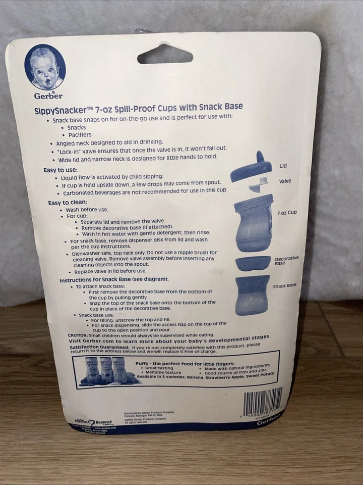 De colección 2pk Gerber Sippy Snacker Tazas a Prueba de Derrames y Base de Snack Púrpura Naranja Nuevo de Lote Antiguo NUEVO Foto 3 de 4