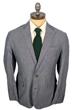 J. CREW Ludlow Cotton Linen Chambray Dual Vent Suit Flat Front Sz 40S Slim