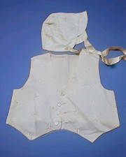 White Baby Christening Vest and Bonnet.
