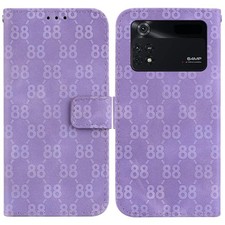 Custodia doppia in pelle goffrata viola per Xiaomi Poco M4 Pro modello 8