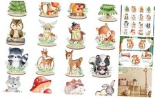 16 Pcs Woodland Animals Wood Table Centerpieces, Woodland Baby Shower