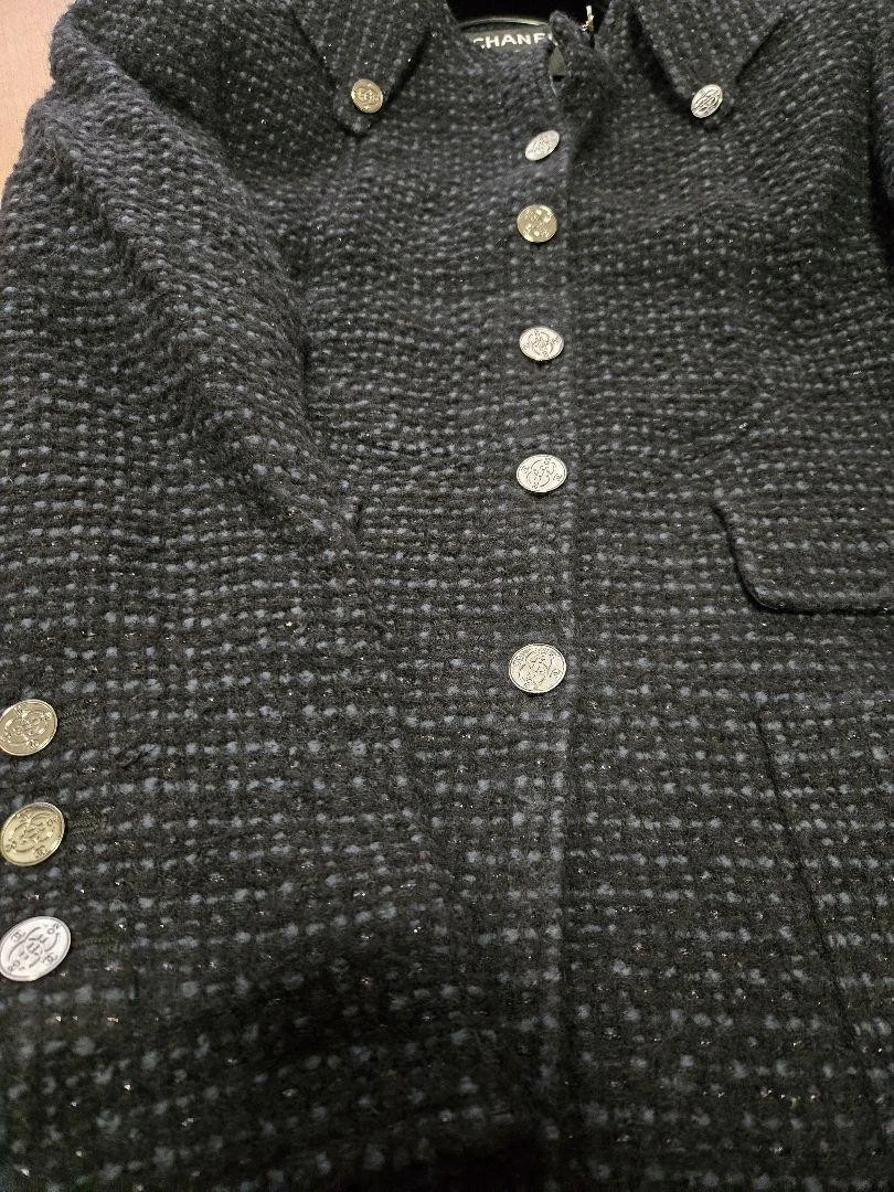 Giacca tweed Chanel 02A nero navy 44