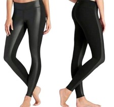 Athleta Women's size M Delancey Gleam Faux Leather Front Leggings in Black