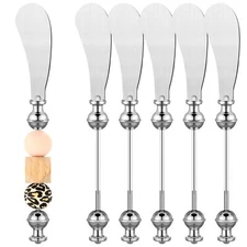 6 Pcs Cheese Spreader Knives DIY Decorative Beaded Butter Spreader Knives Sta...