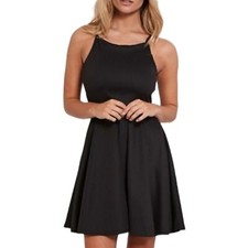PRETTY LITTLE THING London Black Sleevless Fit & Flare Skater Dress 4 Small NWT