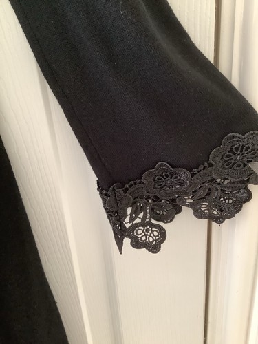 PER UNA SPECIAL OCCASION DRESS BLACK FINE KNIT LONG SLEEVE LACE DETAIL SZ 16 VGC - Picture 3 of 10