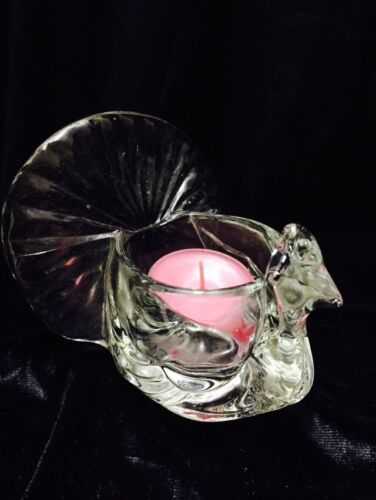 AVON Shimmering Glass Peacock Clearfire Transparent Fragrance Candle Vintage - Zdjęcie 1 z 5