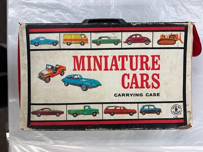 Vintage Retro 1966 Mattel Toy Makers Car Carrying Case W/ 2 Inserts Miniature 