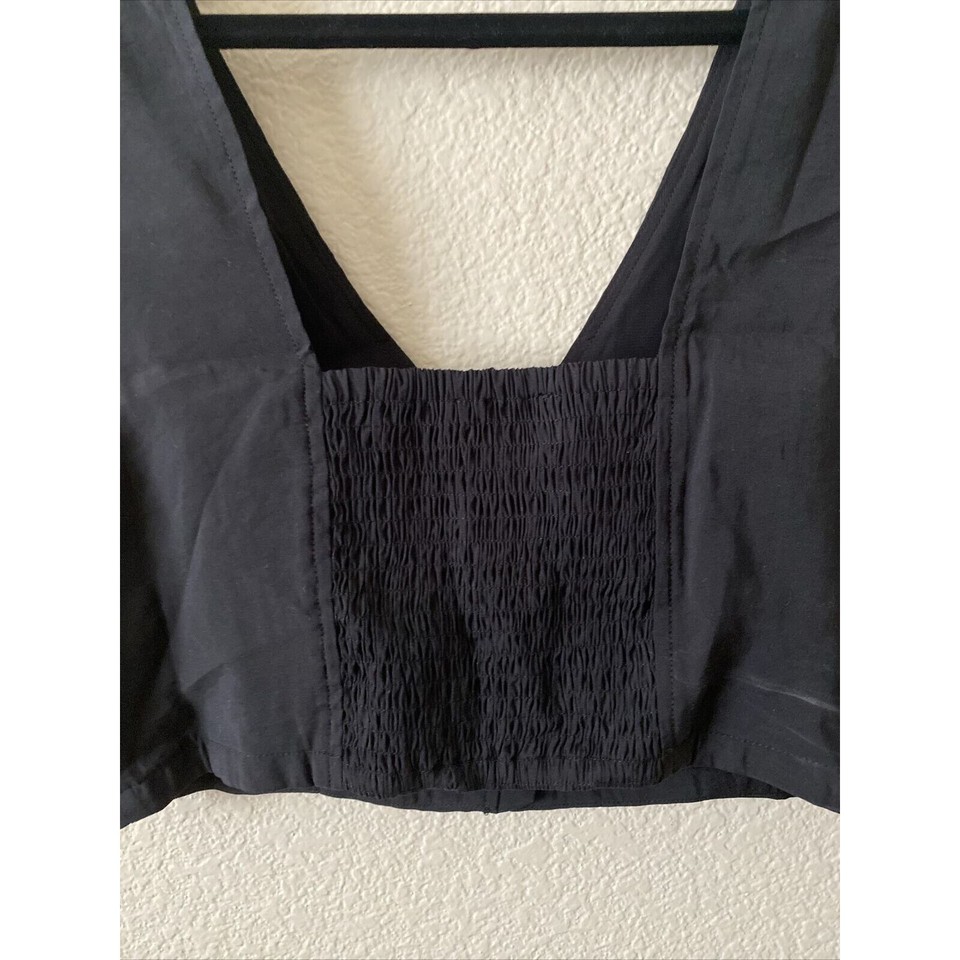 Madewell Shirt Top Blouse Women 10 Black Soft Drape Gwen Crop Vest 90s