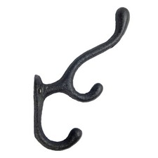 Cast Iron Antique Style Triple Wall Hook Key Hat Towel Coat Hanger Matte Black