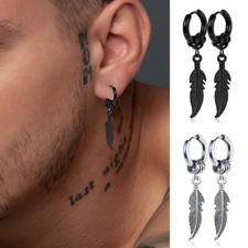 Orecchini Da Uomo Orecchini Con Piume Orecchini A Cerchio Orecchini Gioielli ☆
